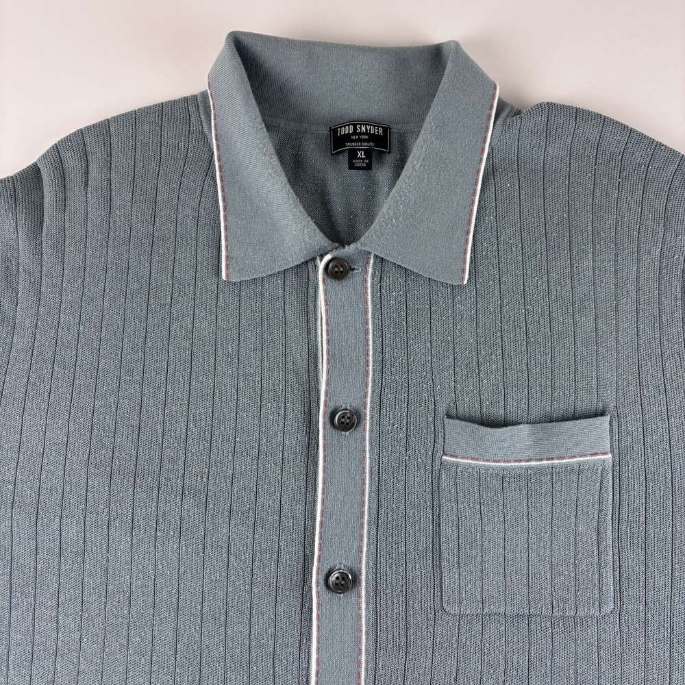 Todd Snyder Short Sleeve Button Shirt Men's XL Silk Blend Ribbed Lightweight - Picture 3 of 11